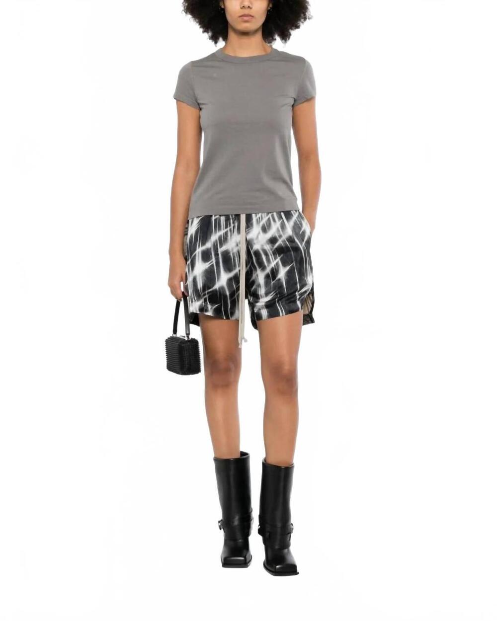 NEW RICK OWENS cropped level tee in dust